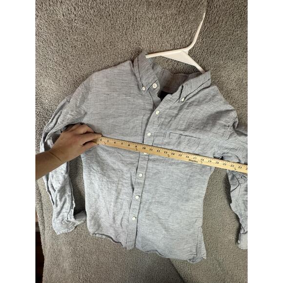 J.Crew Linen Shirt Mens Medium Light Blue Button Down Baird McNutt Long Sleeve - Picture 9 of 13